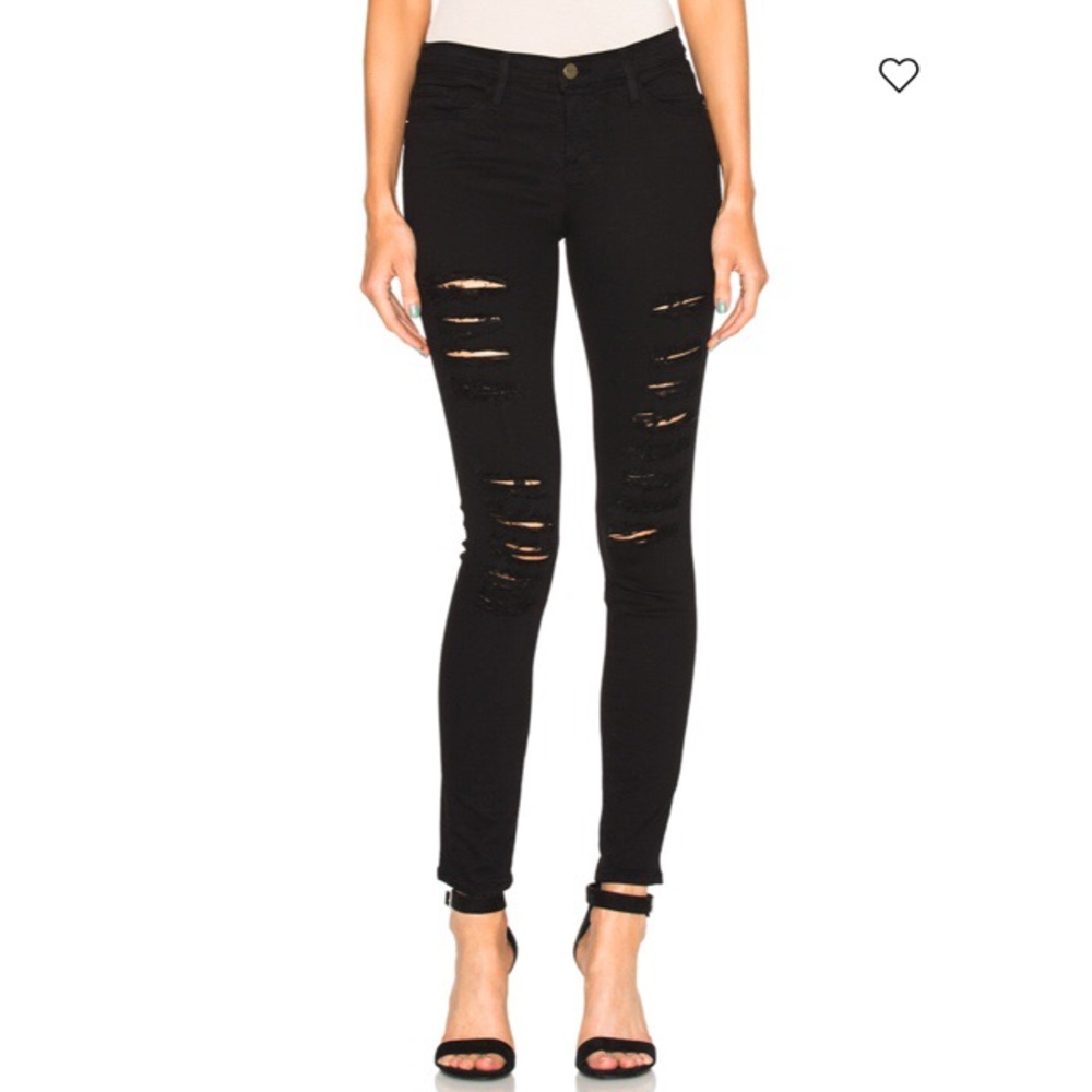 Frame Black Distressed Demin Size 28